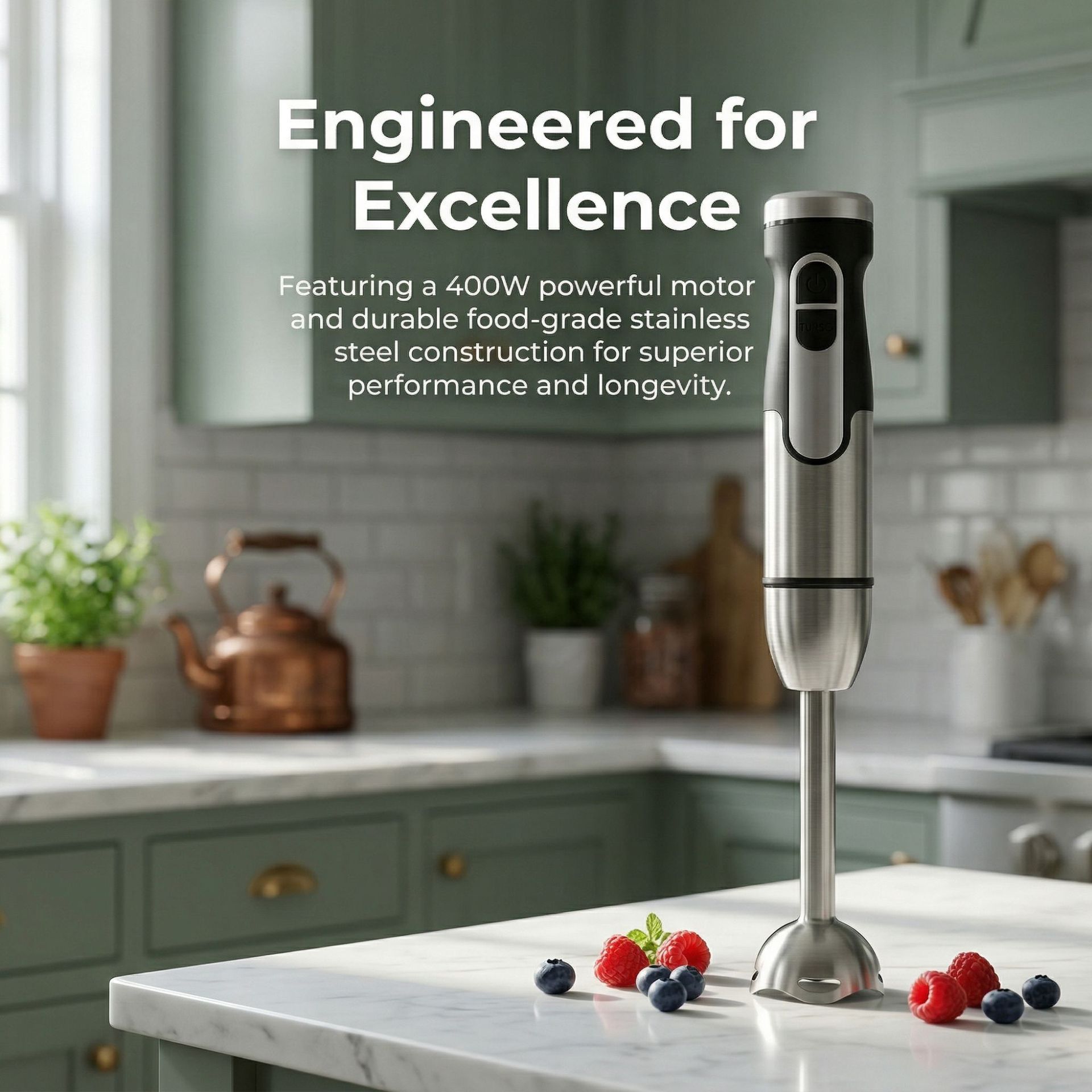 4-in-1 Multifunctional Hand Blender with 304 Stainless Steel Immersion Stick view 4