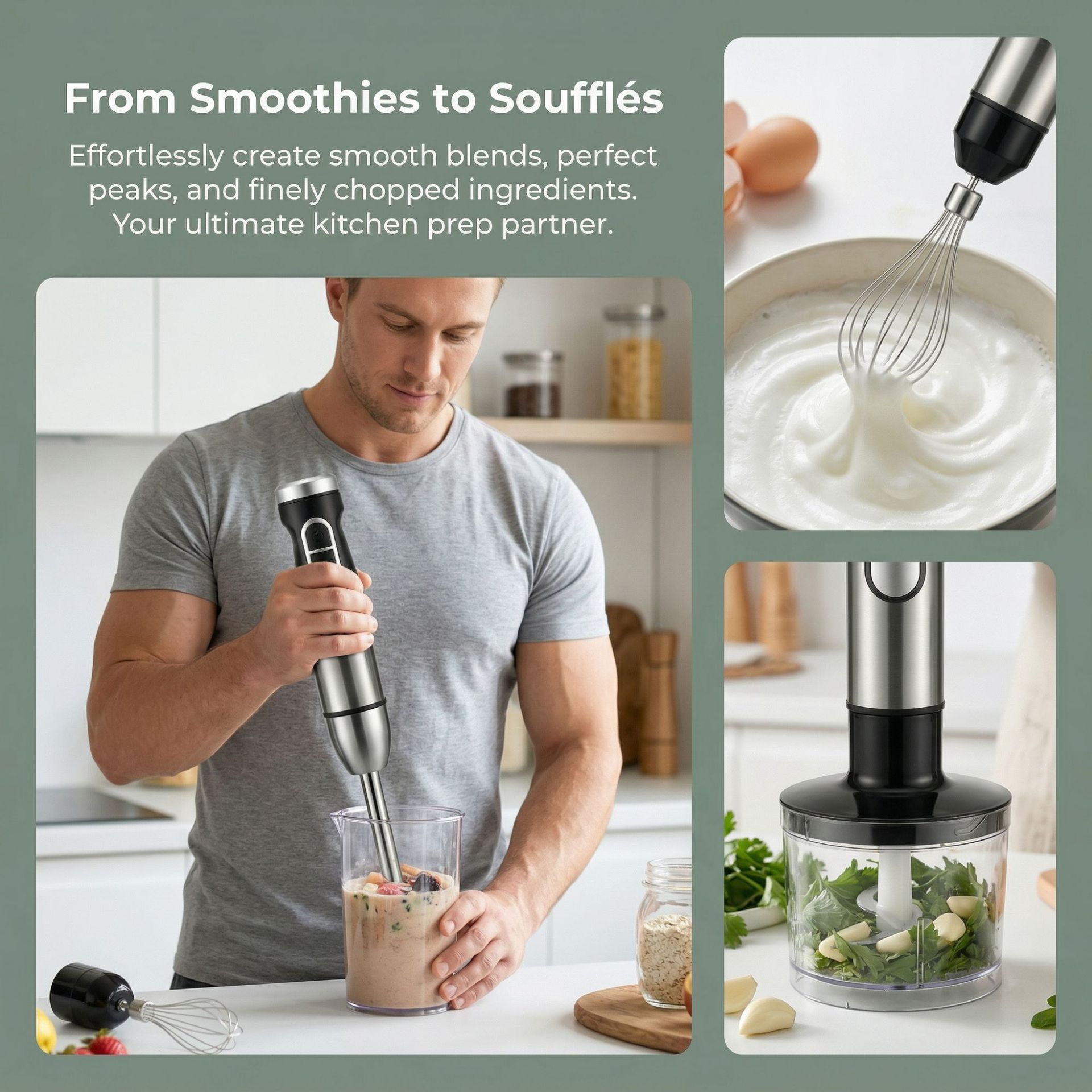 4-in-1 Multifunctional Hand Blender with 304 Stainless Steel Immersion Stick view 8