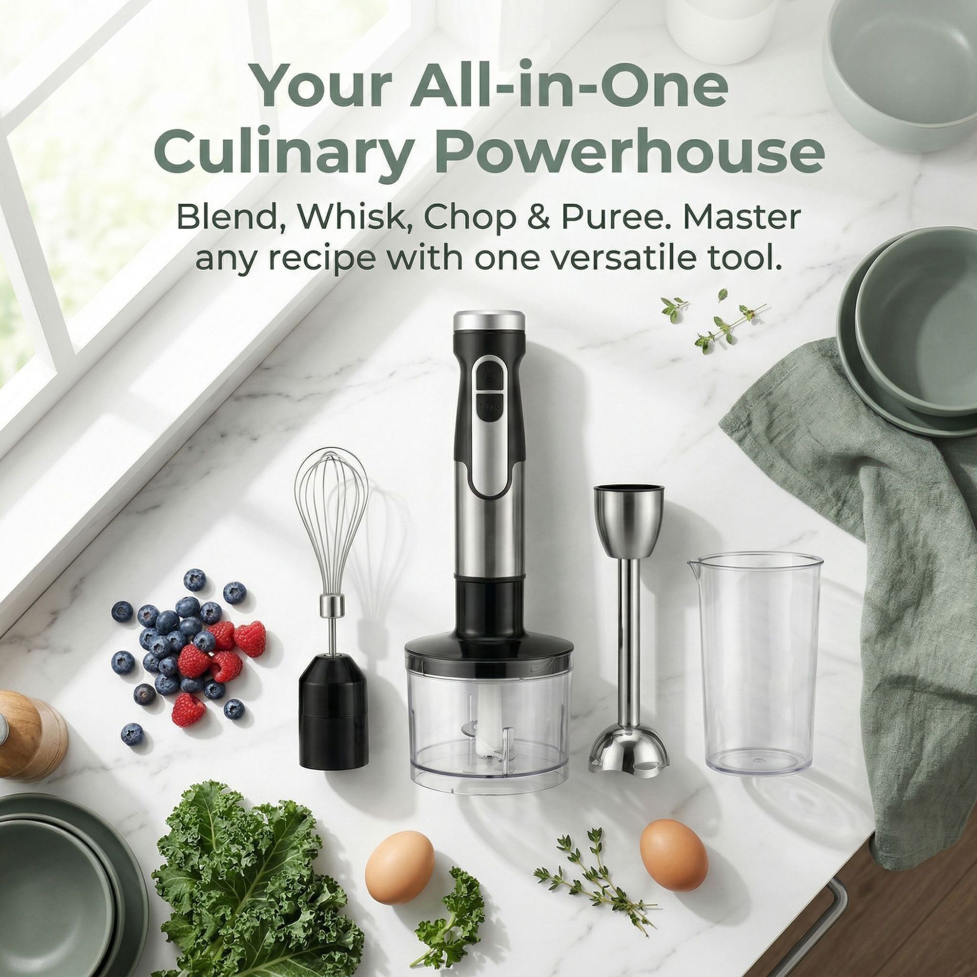 4-in-1 Multifunctional Hand Blender with 304 Stainless Steel Immersion Stick view 9