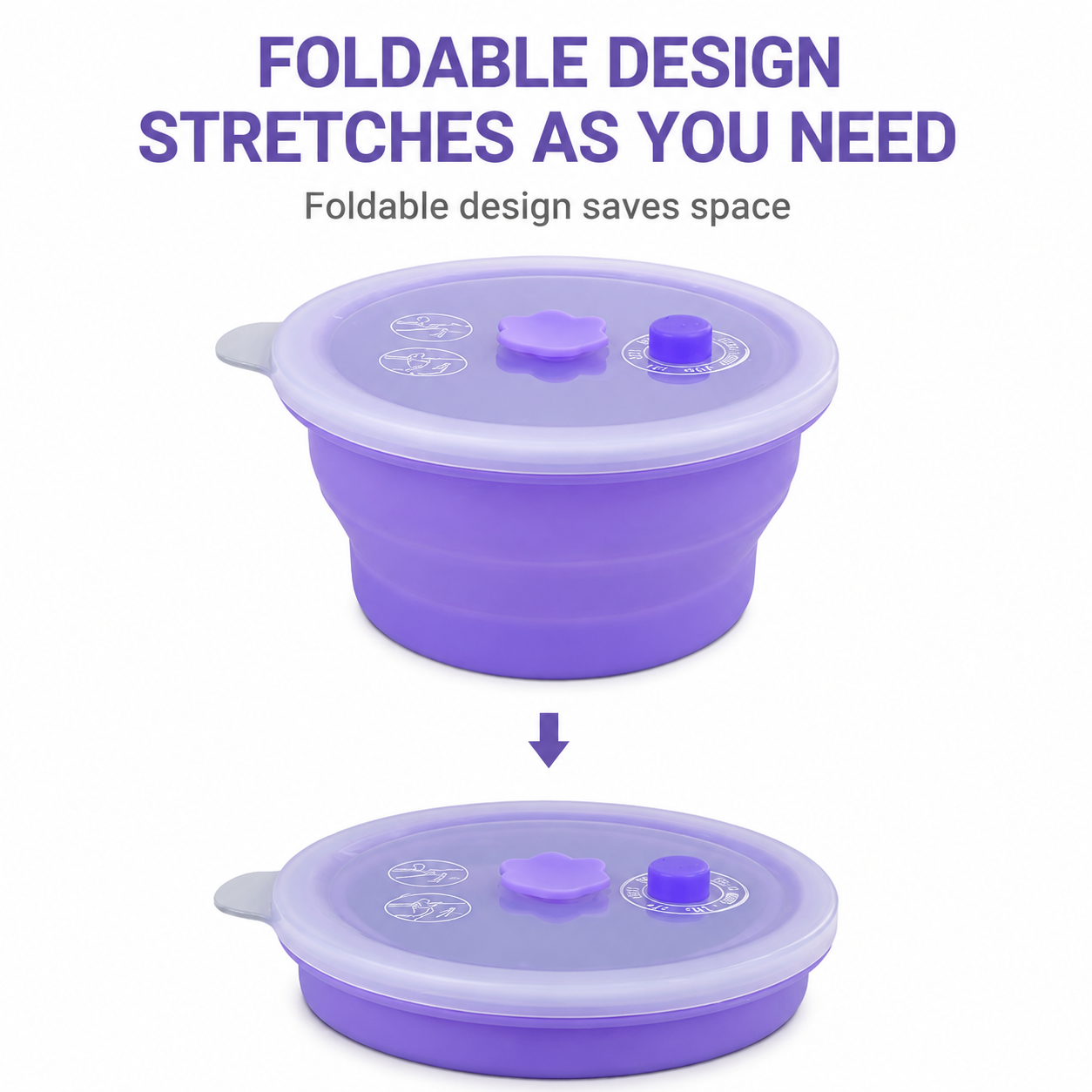 Collapsible Food-Grade Silicone Storage Container with Leakproof Lid view 8