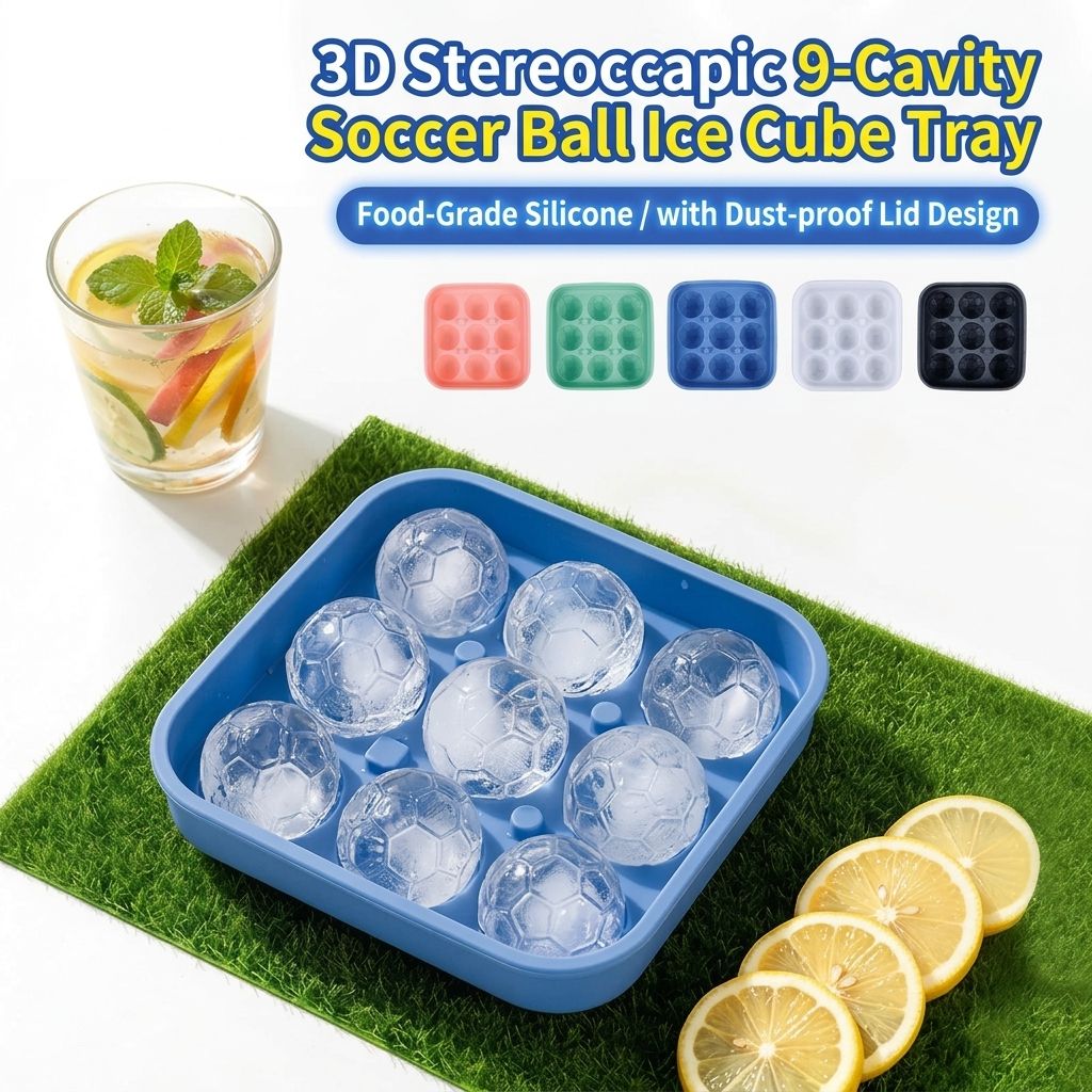 Create Soccer Ball Ice Cubes & Treats with This 9-Cavity Silicone Mold view 2