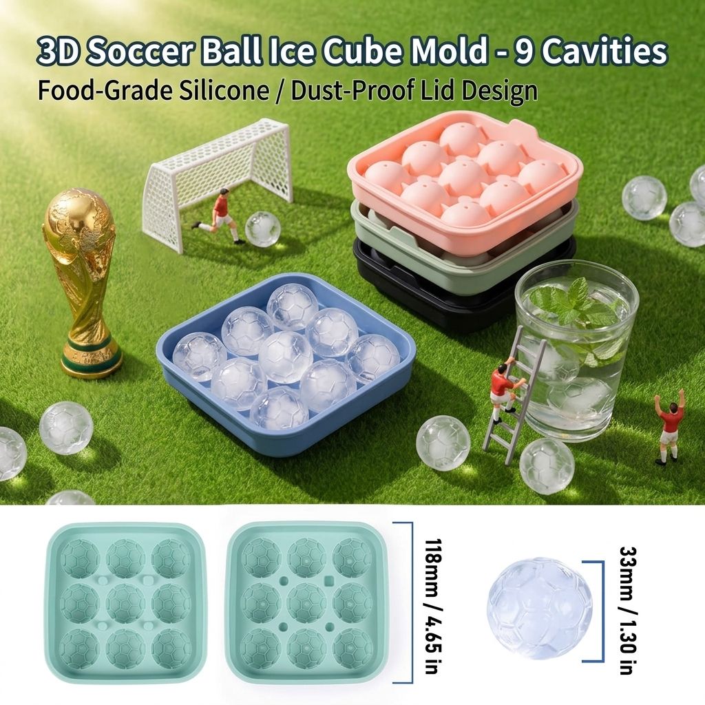 Create Soccer Ball Ice Cubes & Treats with This 9-Cavity Silicone Mold view 3
