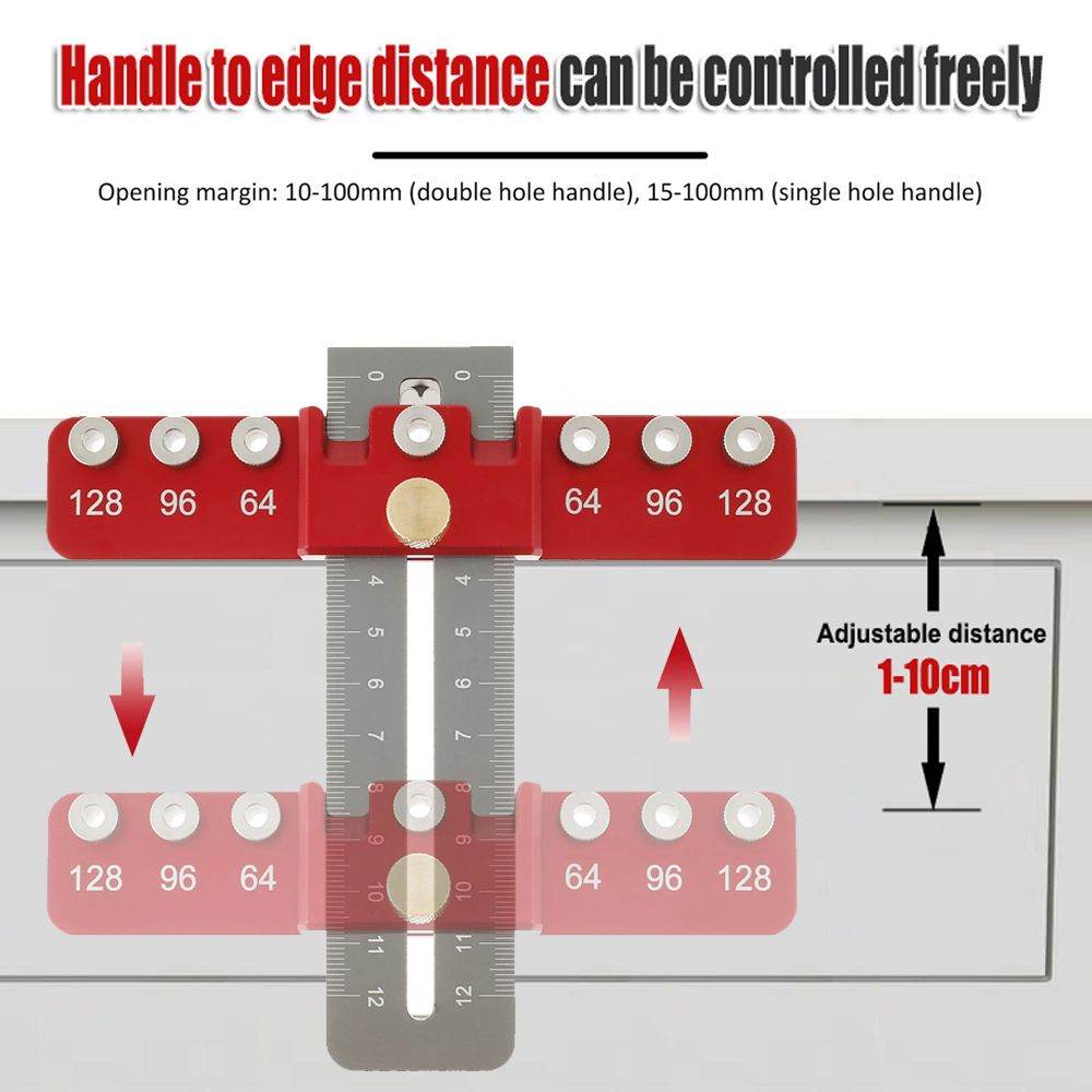 Aluminum Alloy Cabinet Handle Drilling Jig with Adjustable Cross Sliding view 4