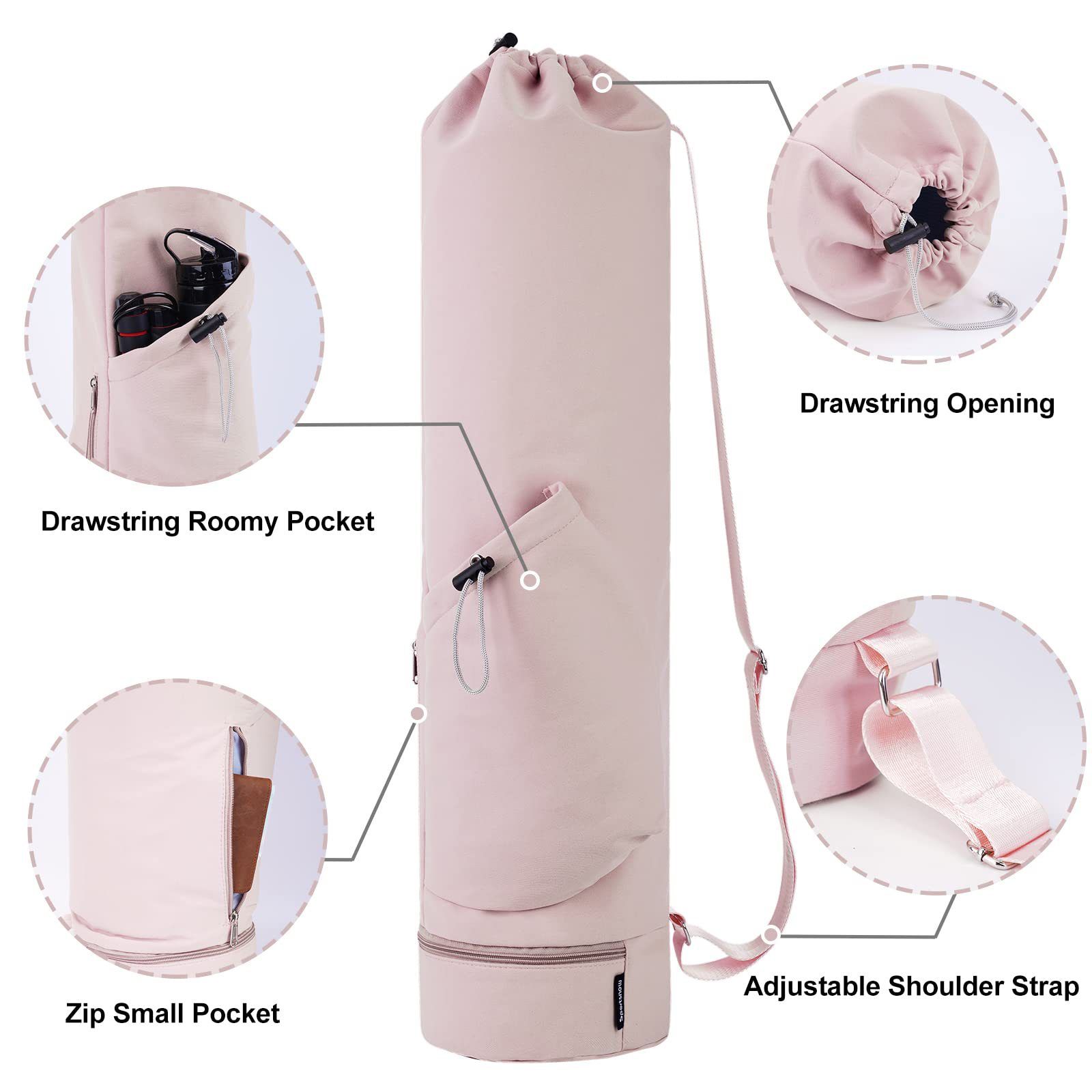 Versatile Yoga Mat Carrier Bag with Water Bottle Pocket and Wet Dry view 4