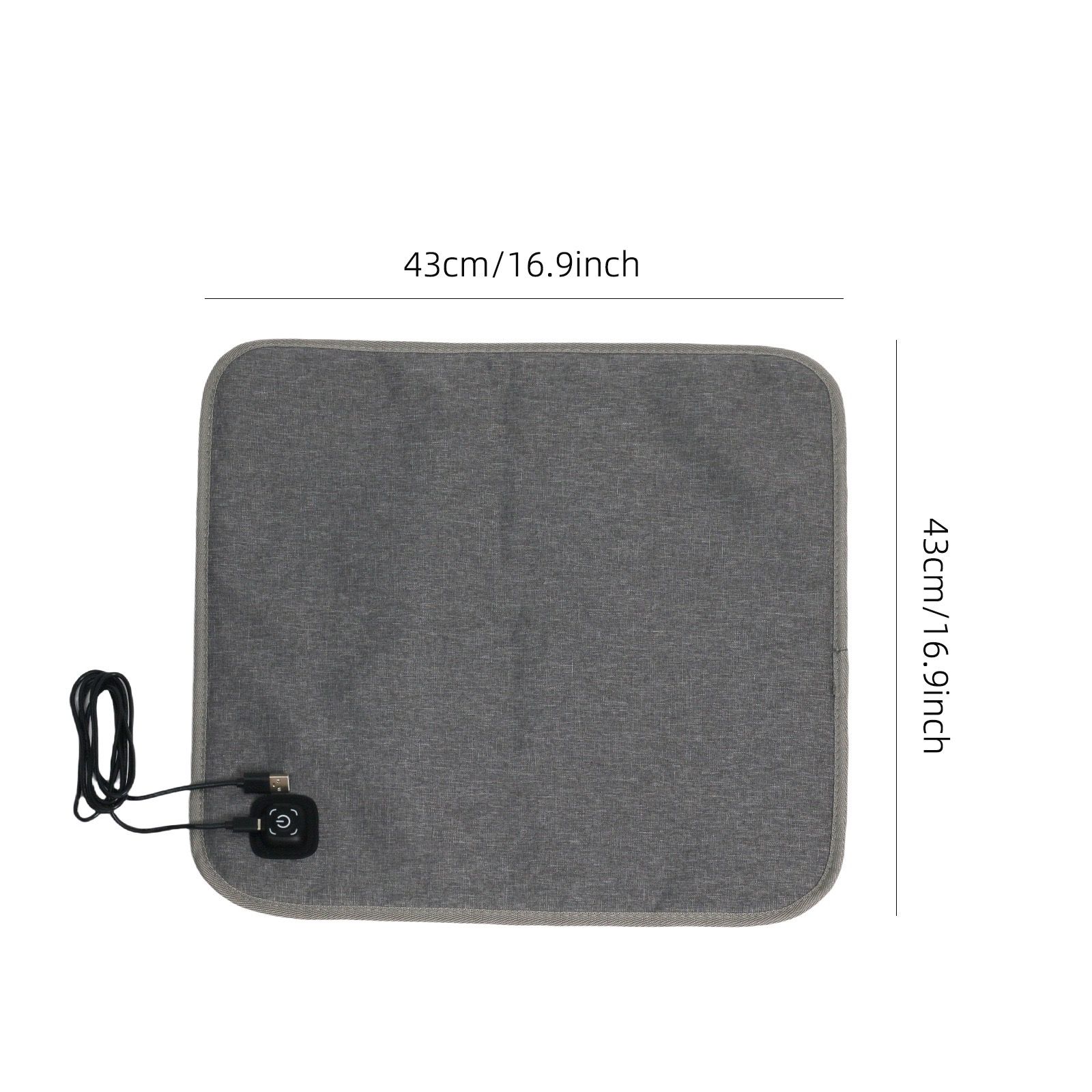 USB-Powered Heated Seat Cushion in Grey Oxford Fabric – Portable Warmth for Office view 2