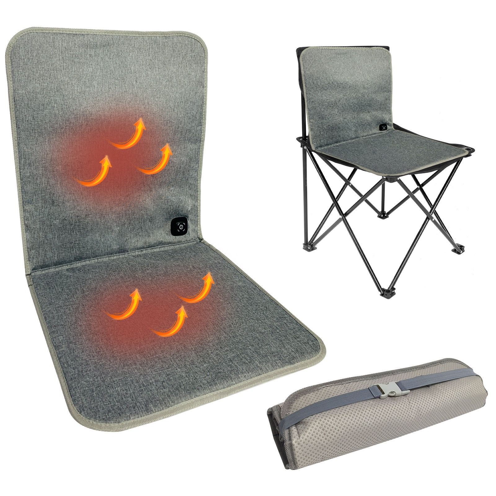 USB-Powered Heated Seat Cushion in Grey Oxford Fabric – Portable Warmth for Office view 3