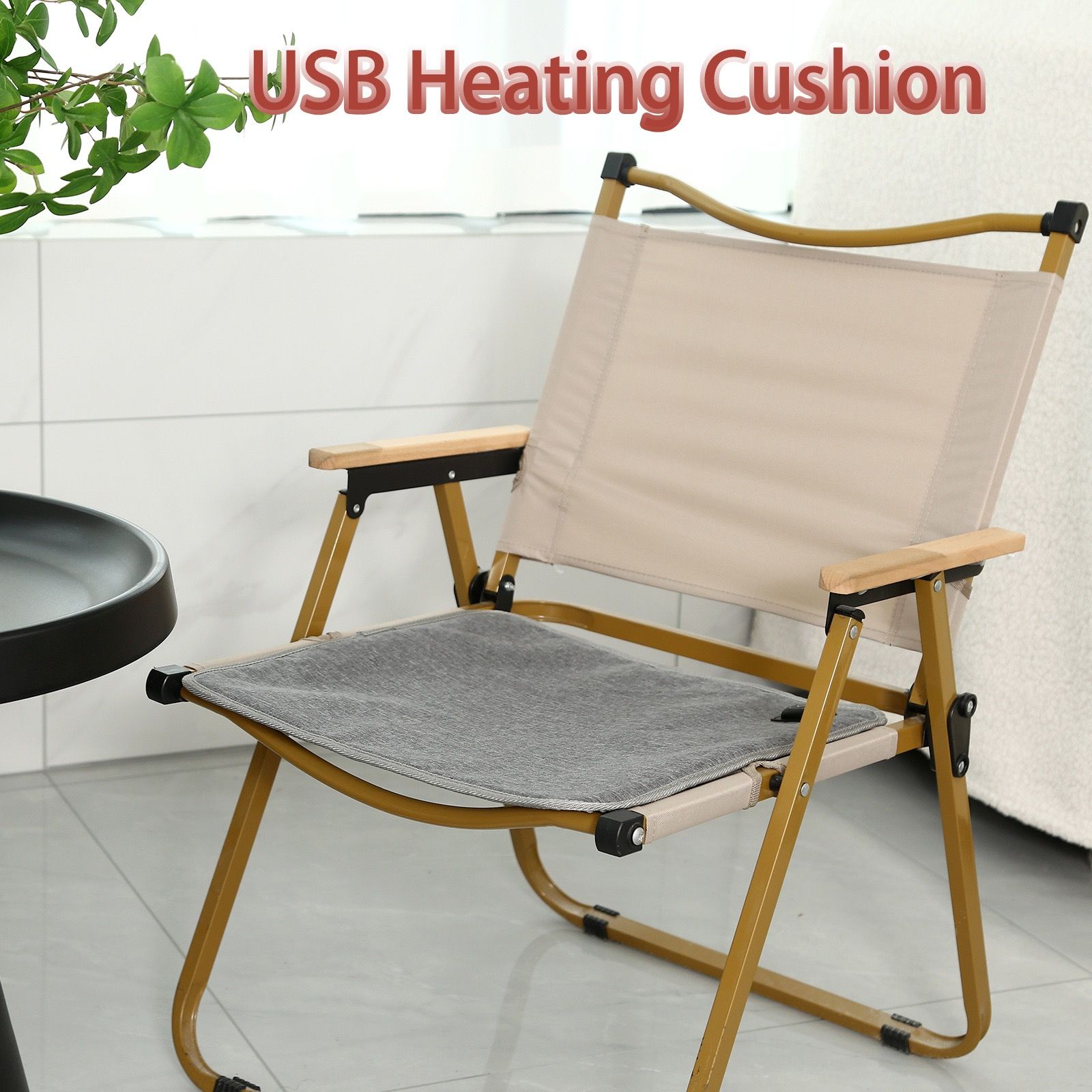 USB-Powered Heated Seat Cushion in Grey Oxford Fabric – Portable Warmth for Office view 8