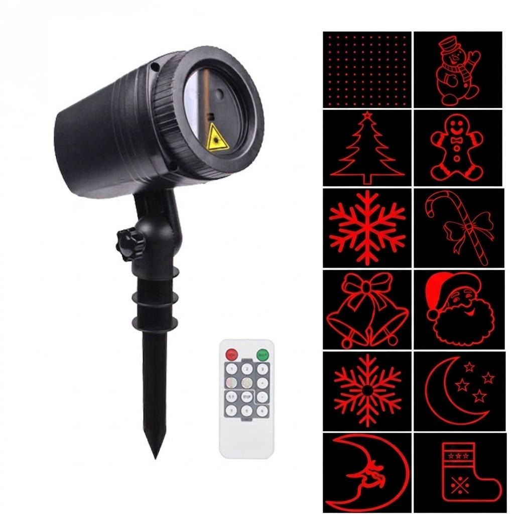 Christmas Laser Projector Light with 12 Dynamic Red & Green Patterns