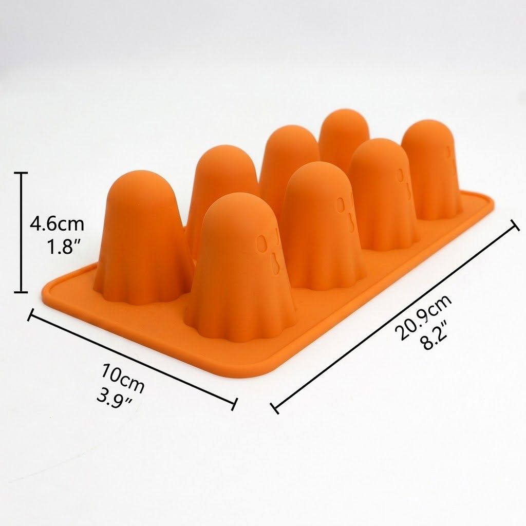 Spooky Halloween Ghost Silicone Mold – Create 8 Adorable Ghost-Shaped Chocolates view 2