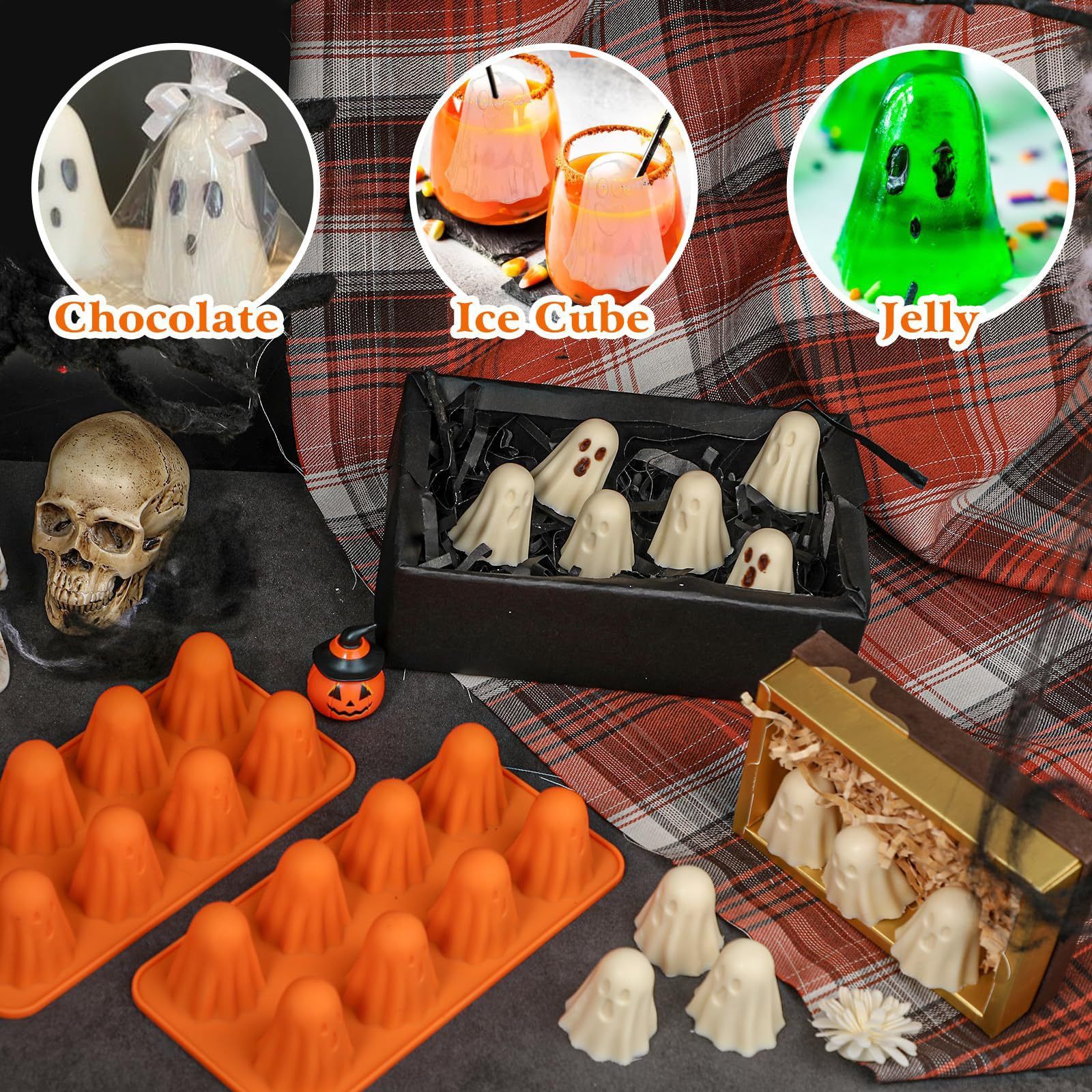 Spooky Halloween Ghost Silicone Mold – Create 8 Adorable Ghost-Shaped Chocolates view 4
