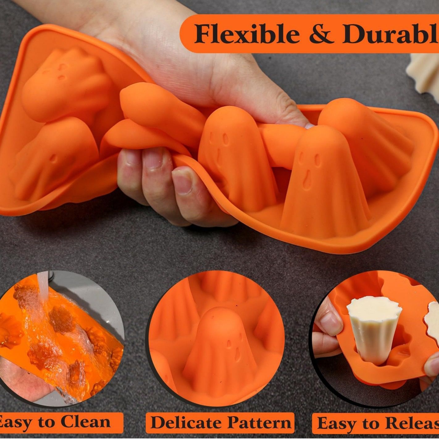 Spooky Halloween Ghost Silicone Mold – Create 8 Adorable Ghost-Shaped Chocolates view 5