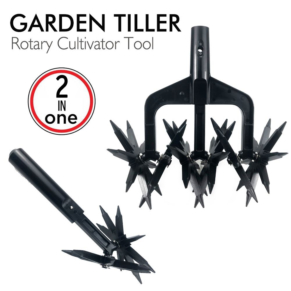 2-in-1 Garden Rotary Cultivator Tool with Star Wheel Spike Design for Soil view 3