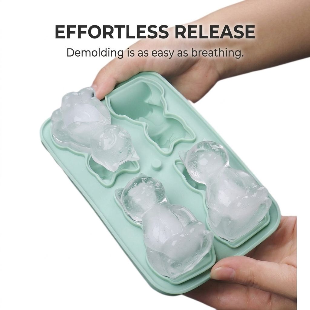 Adorable 4-Cavity Cat-Shaped Silicone Ice Mold for Whiskey view 4