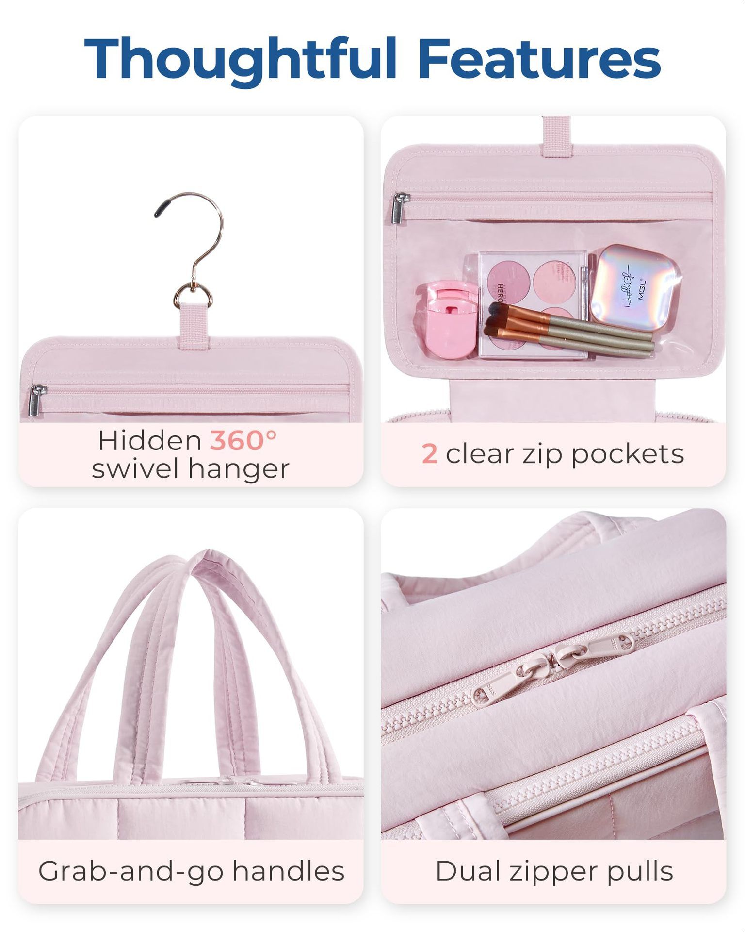 Large Capacity Hanging Travel Toiletry Bag with Jewelry Organizer view 3