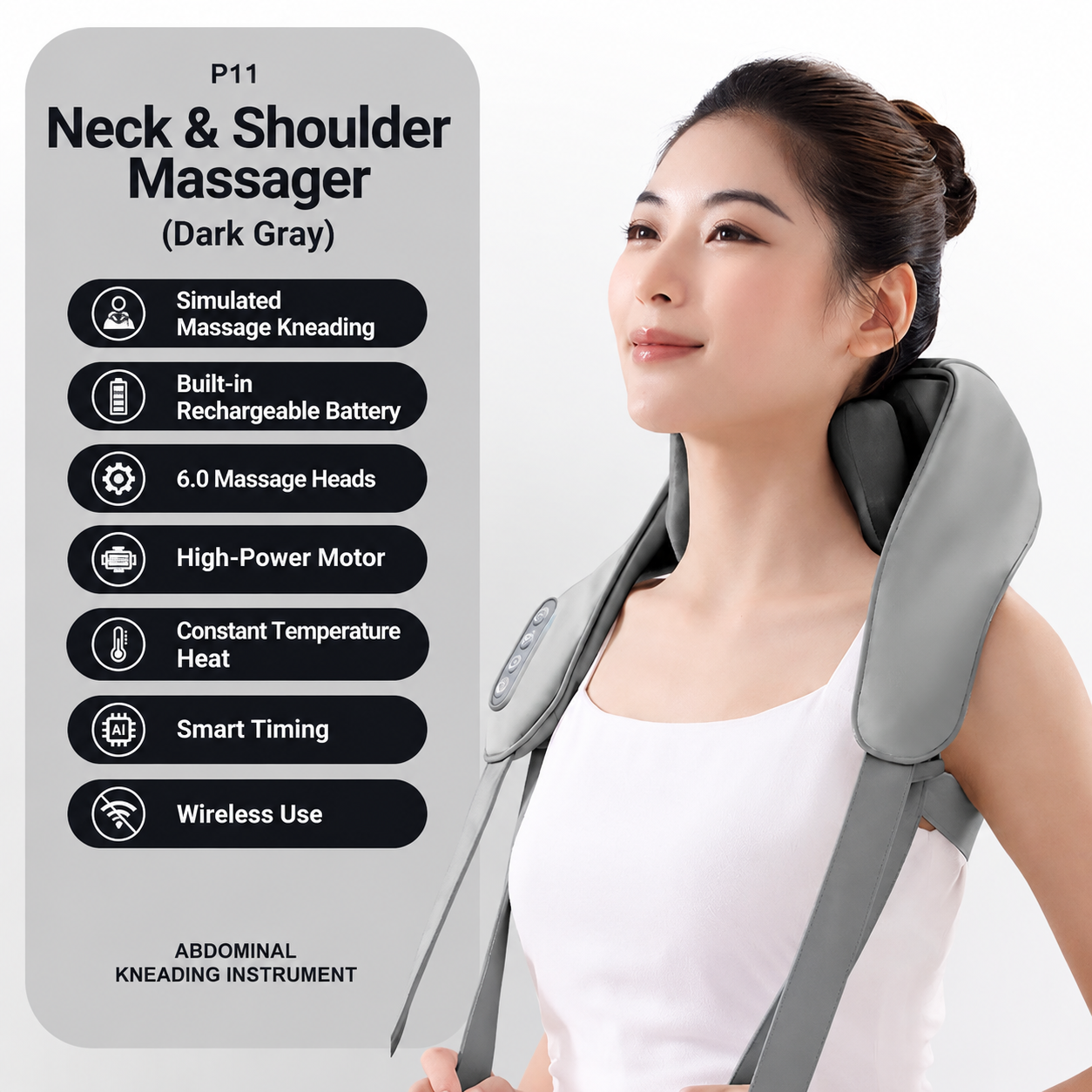 Wireless U-Shaped Neck and Shoulder Massager with Adjustable Strap for Home — image 1