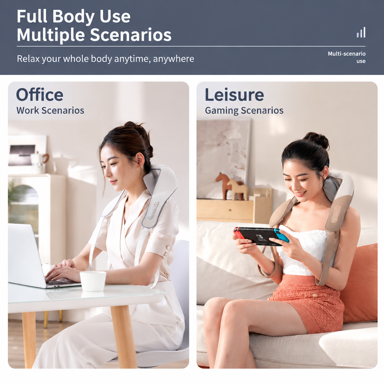 Wireless U-Shaped Neck and Shoulder Massager with Adjustable Strap for Home view 10