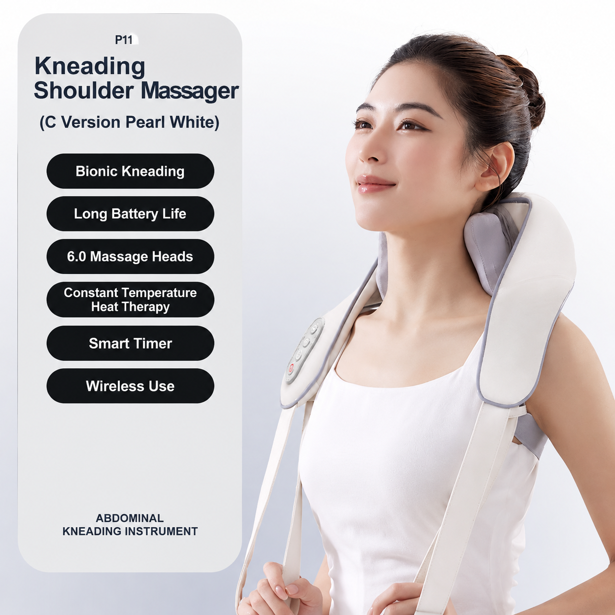 Wireless U-Shaped Neck and Shoulder Massager with Adjustable Strap for Home — image 1