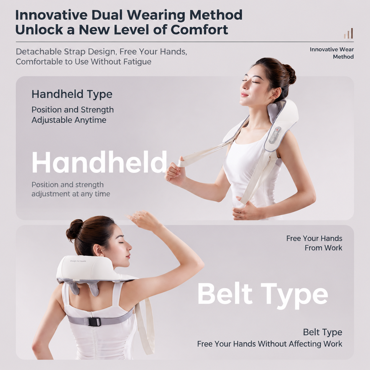 Wireless U-Shaped Neck and Shoulder Massager with Adjustable Strap for Home view 4