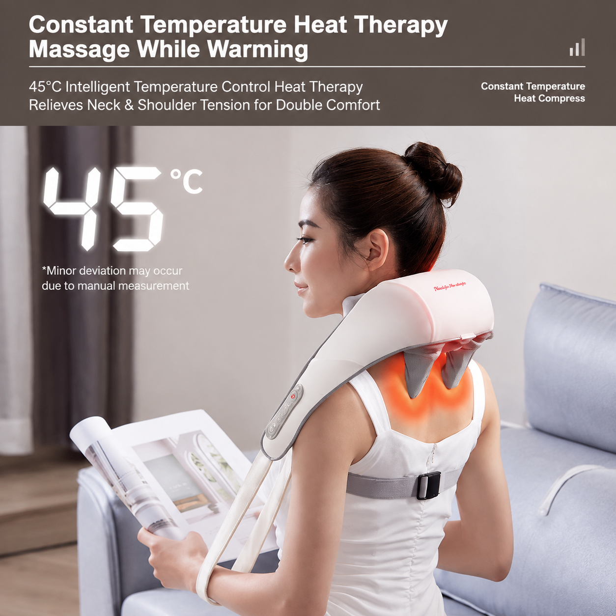 Wireless U-Shaped Neck and Shoulder Massager with Adjustable Strap for Home view 7