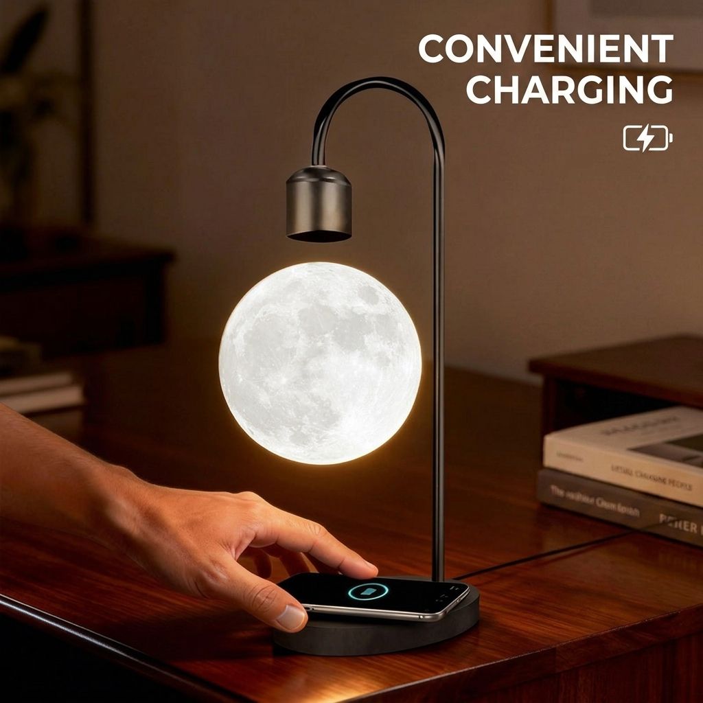 Maglev Floating Moon Lamp with 15W Wireless Charger view 5