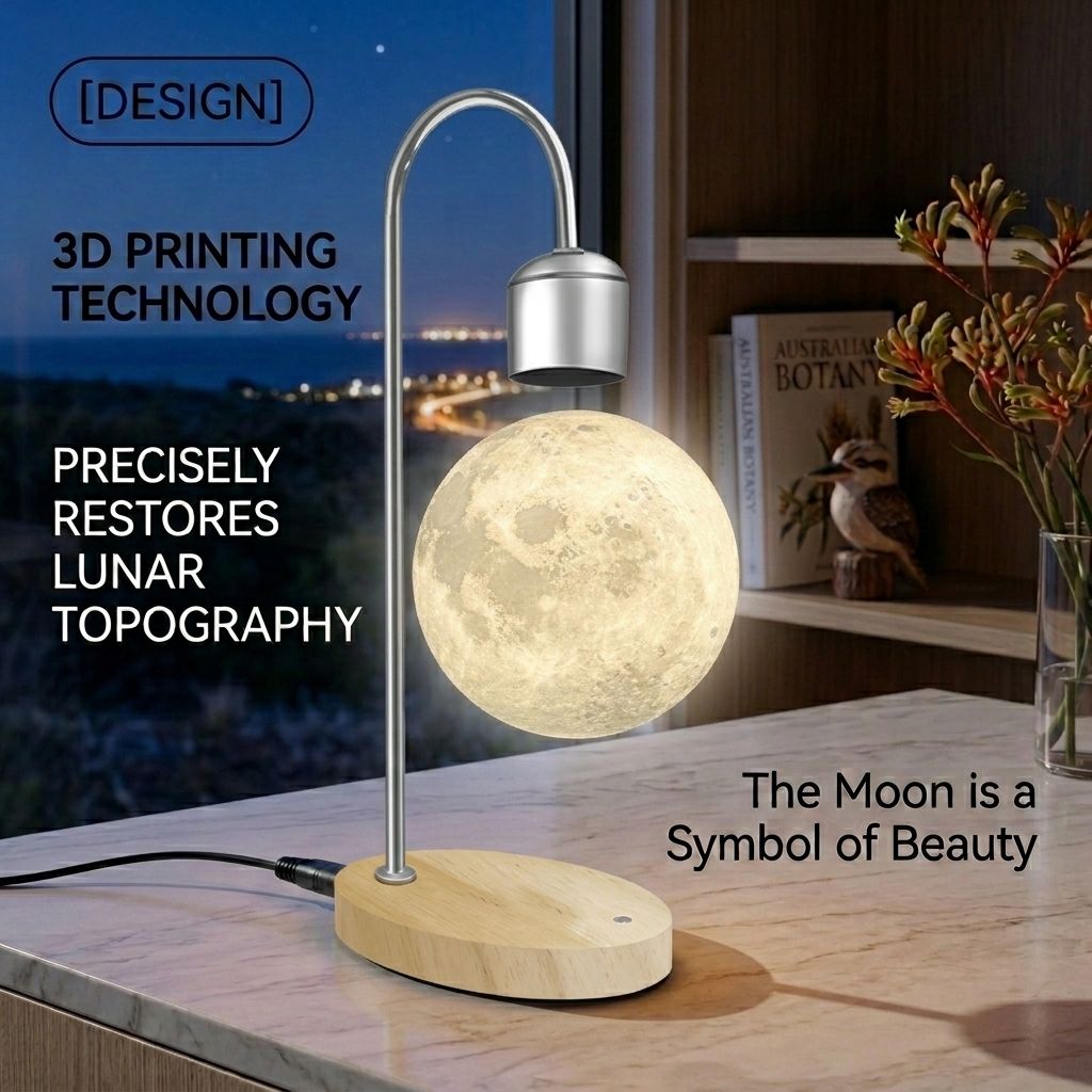 Maglev Floating Moon Lamp with 15W Wireless Charger view 6