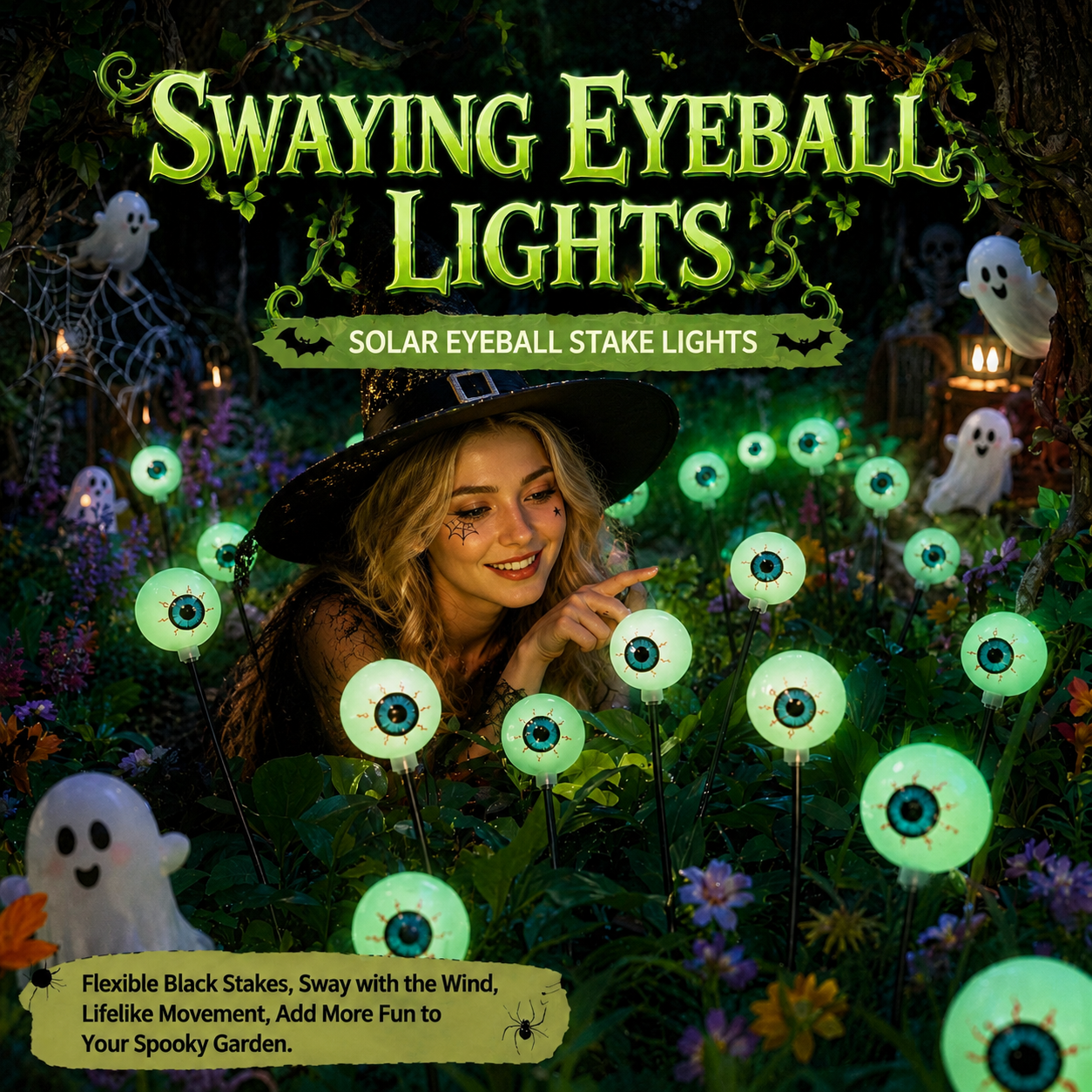 Solar Halloween Dancing Eyeball Stake Lights view 6