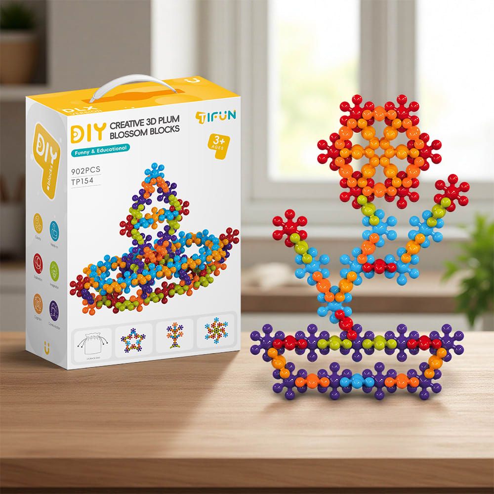 3D Plum Blossom Building Blocks for Kids – DIY Creative Puzzle Toy for Ages 3+ view 5