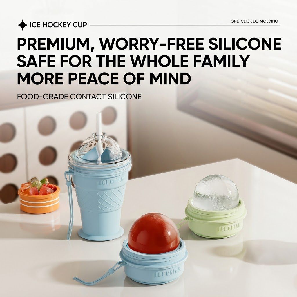 Silicone Ice Cream Cone Ice Cube Tray & Collapsible Cup – Make Sphere Ice view 4