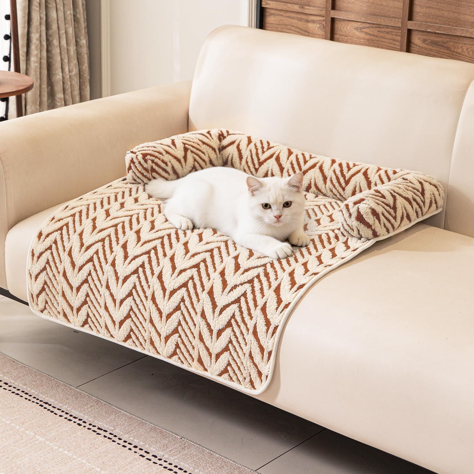 Ultra-Soft Plush Pet Sofa Bed with Bolster Support — image 1