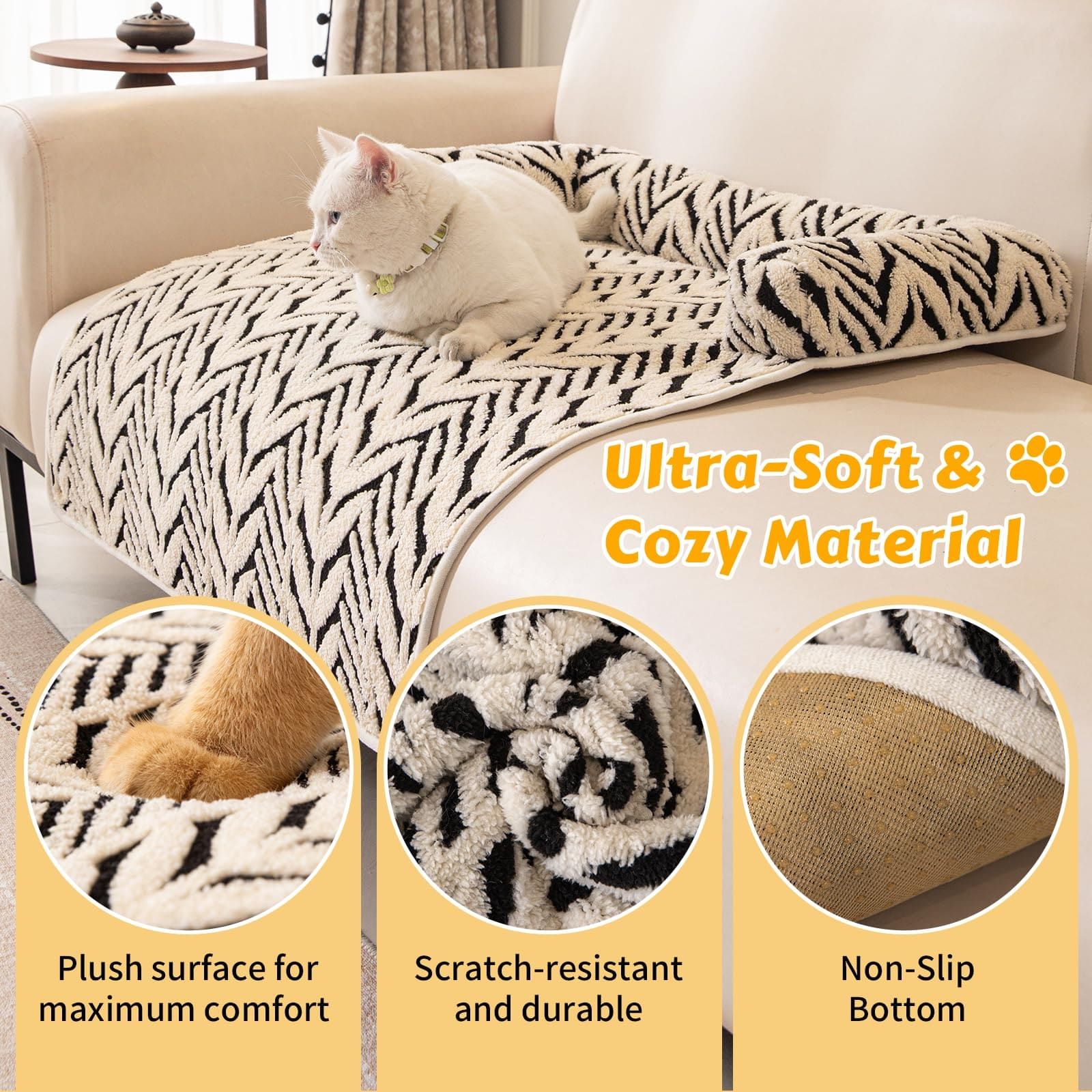 Ultra-Soft Plush Pet Sofa Bed with Bolster Support view 4