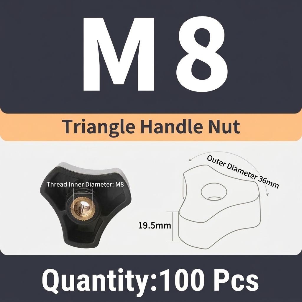Triangular Knob Nut with Brass Threaded Insert — image 1
