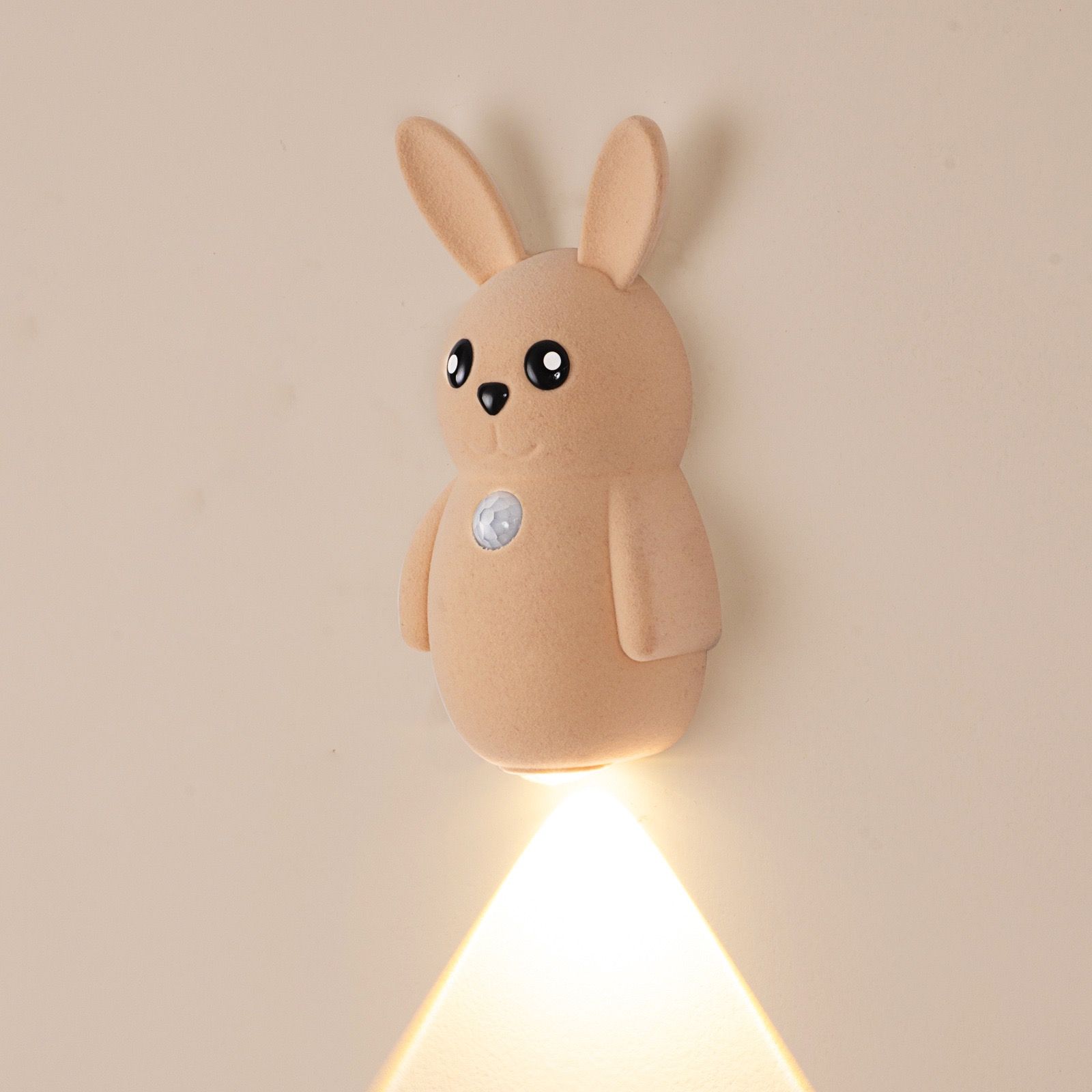 Adorable bunny-shaped motion sensor wall light with magnetic mounting