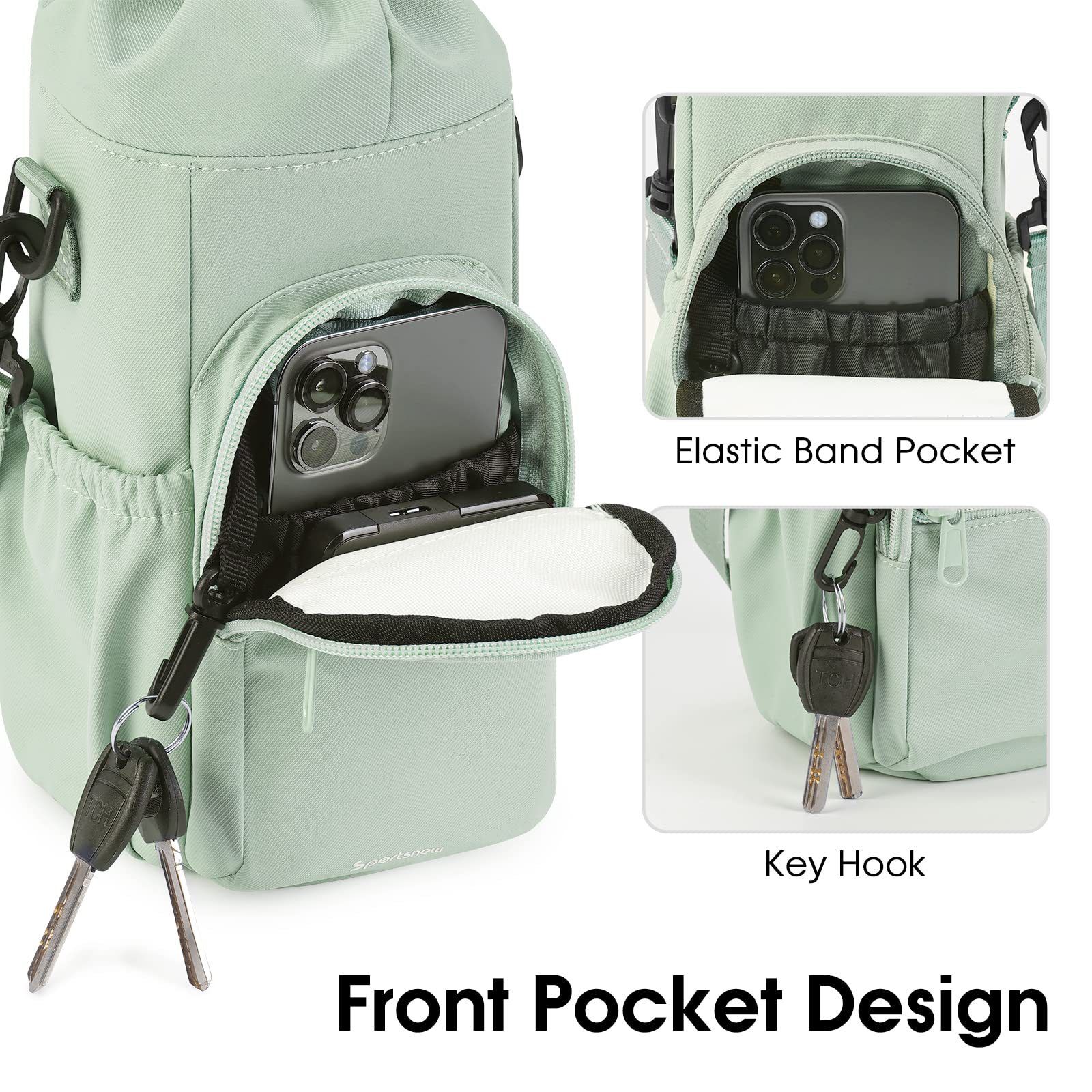 Insulated Crossbody Water Bottle Carrier with Storage Pockets view 5