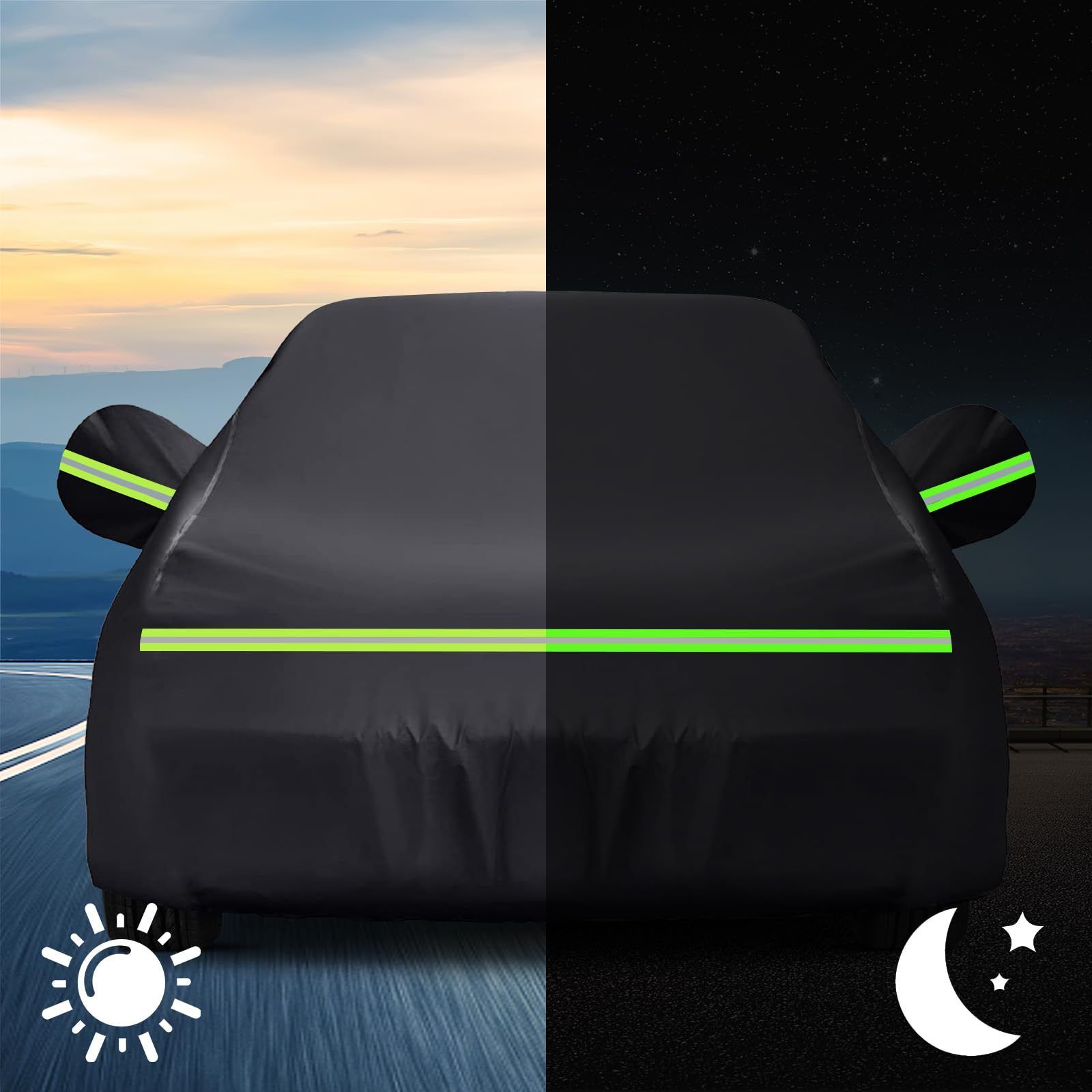 Waterproof Double-Layer Polyester Car Cover with Reflective Strips view 6