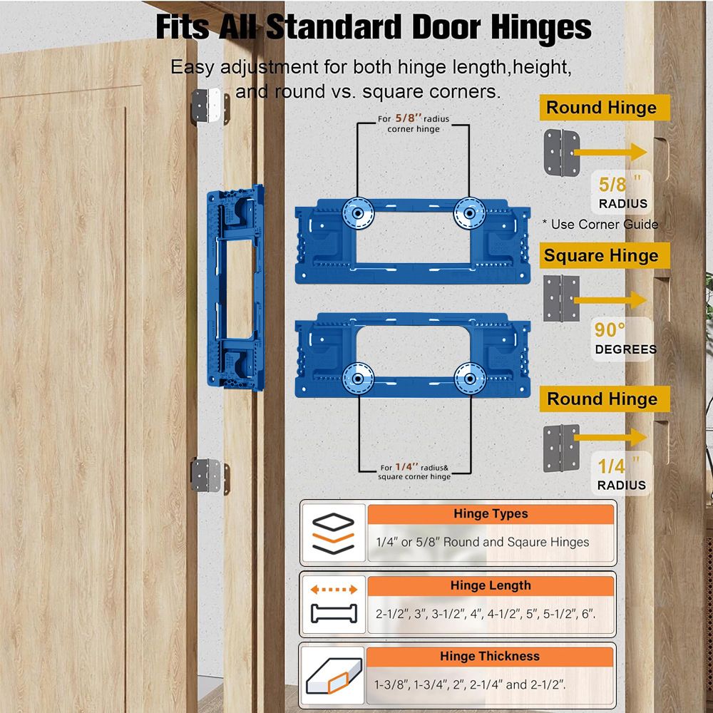 Adjustable Door Hinge Routing Template Jig Kit with Alloy Trimming Bit and view 6