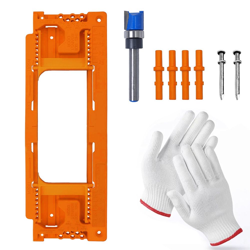 Adjustable Door Hinge Routing Template Jig Kit with Alloy Trimming Bit and view 10
