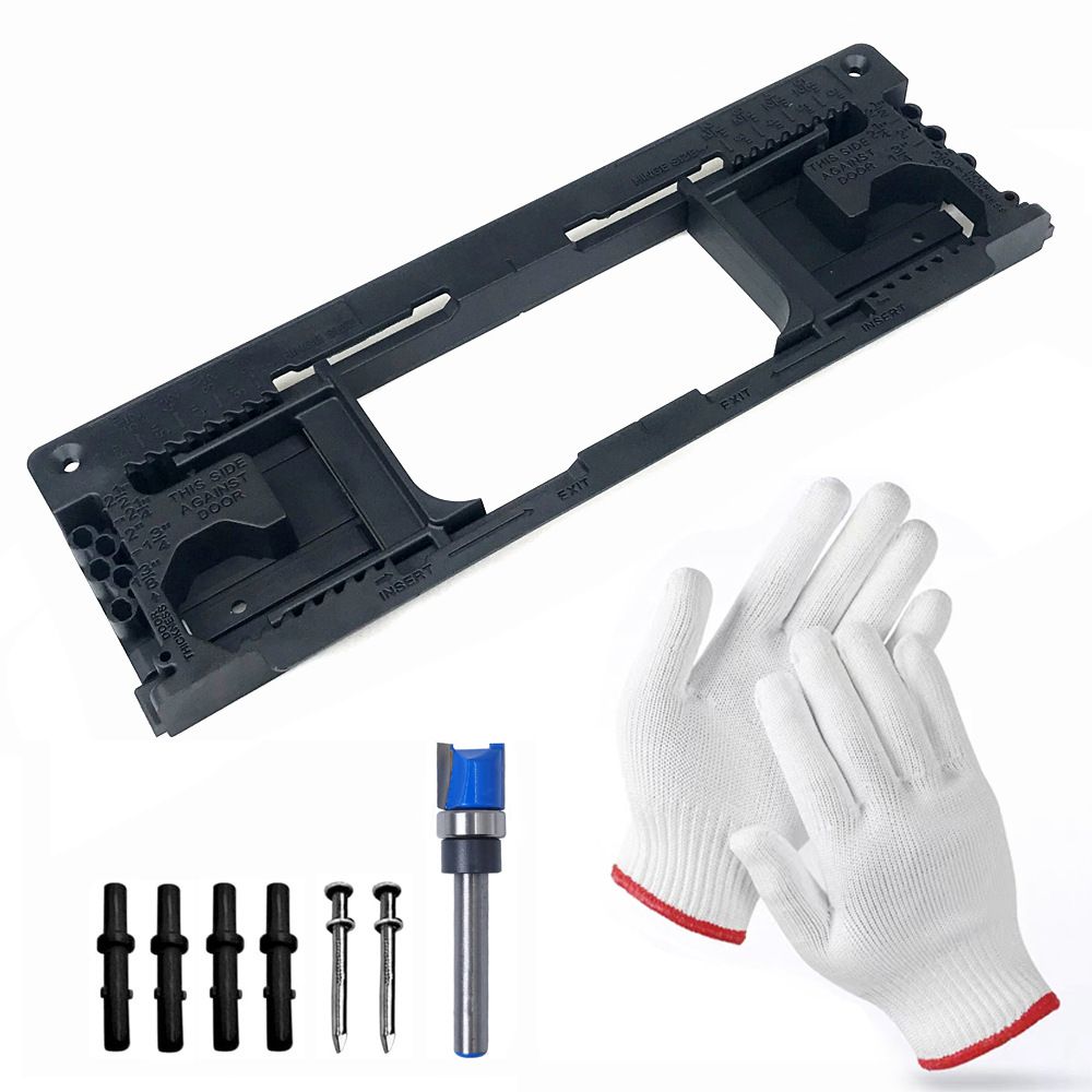 Adjustable Door Hinge Routing Template Jig Kit with Alloy Trimming Bit and view 12