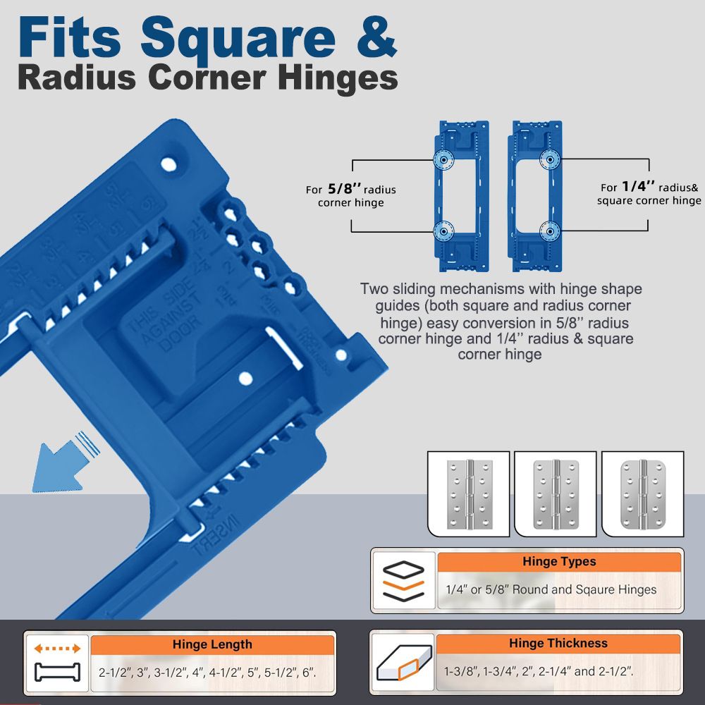 Adjustable Door Hinge Routing Template Jig Kit with Alloy Trimming Bit and view 5
