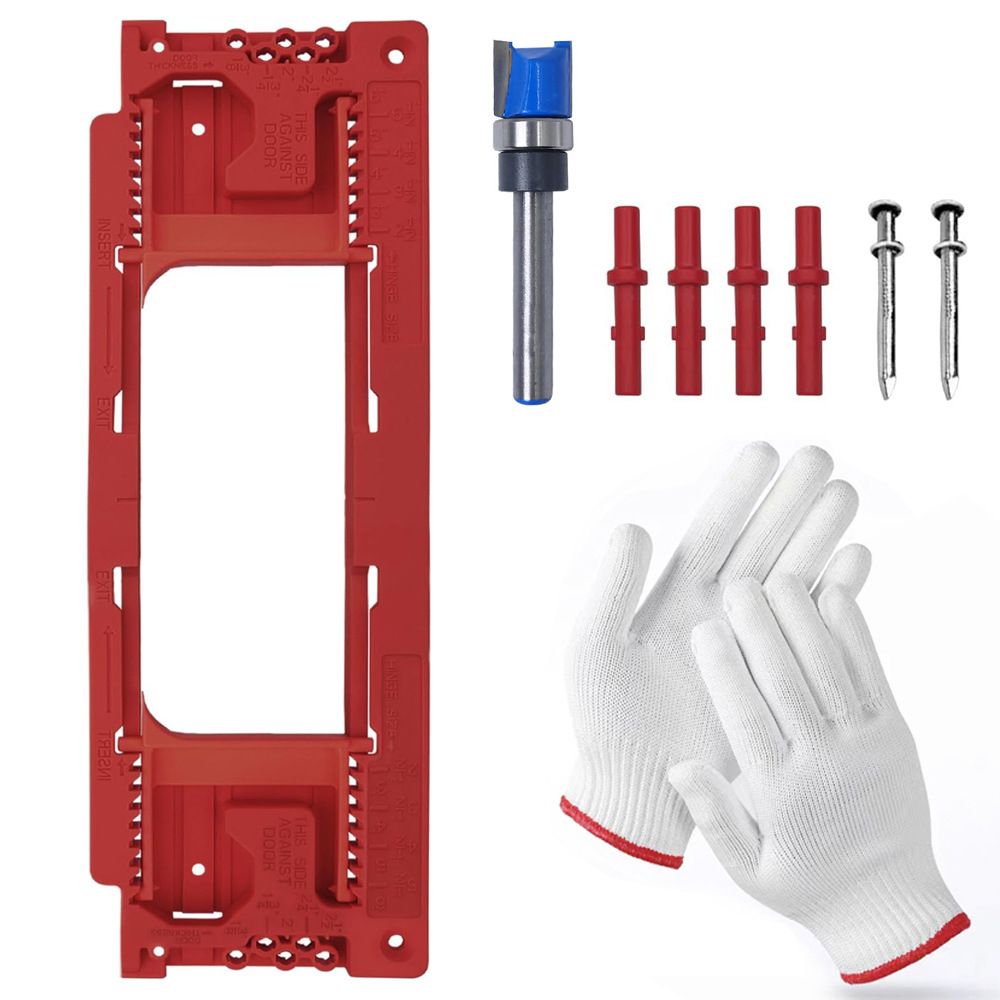 Adjustable Door Hinge Routing Template Jig Kit with Alloy Trimming Bit and — image 1