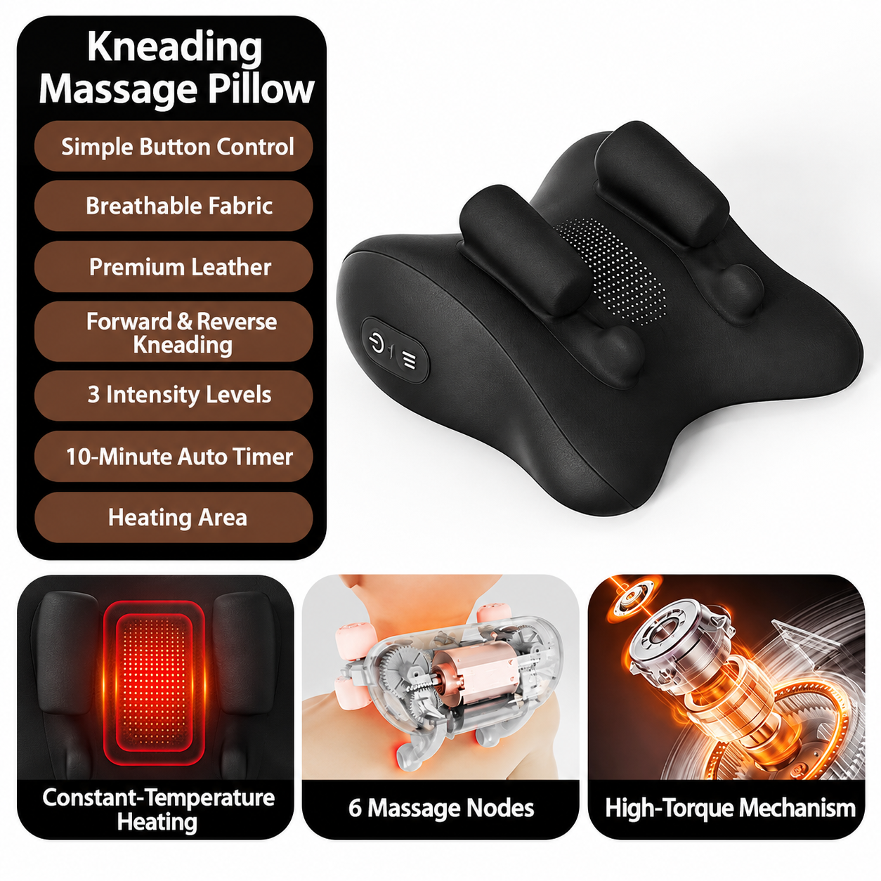 Wireless Neck Shoulder Massage Pillow with Heat view 3