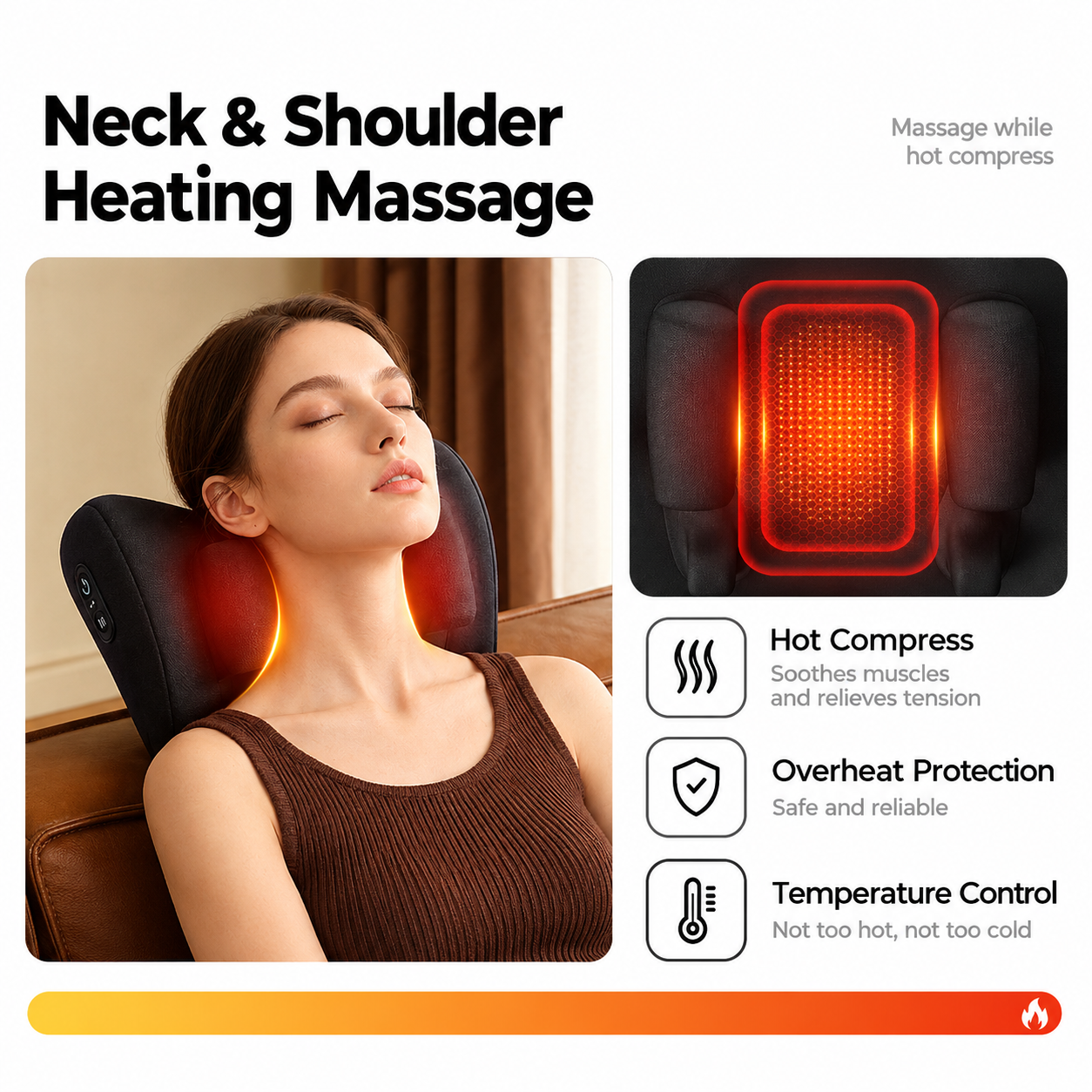 Wireless Neck Shoulder Massage Pillow with Heat view 5