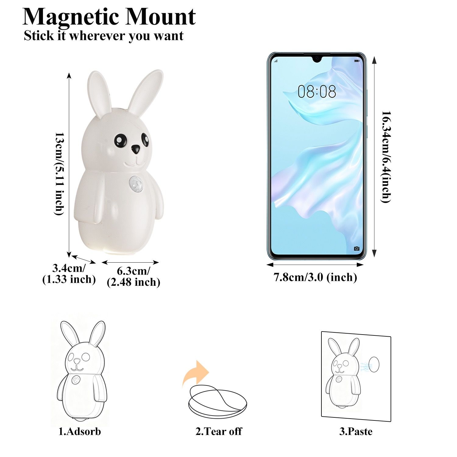 Adorable Bunny Night Light with Motion Sensor view 2