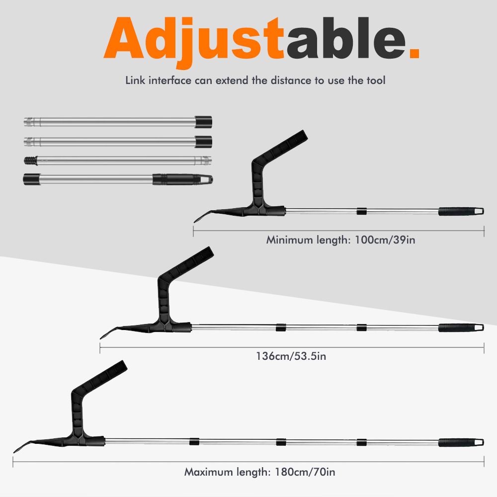 Extendable Gutter Cleaning Tool with L-Shaped Scoop Head and Hanging Hook for view 2