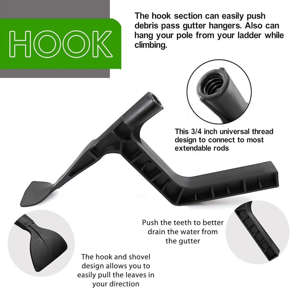 Extendable Gutter Cleaning Tool with L-Shaped Scoop Head and Hanging Hook for view 5