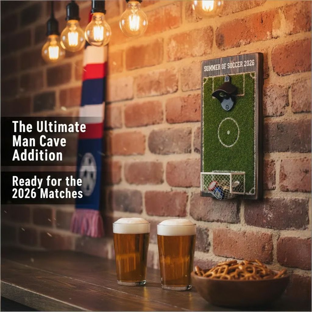 Wall-Mounted Soccer Field Bottle Opener with Goal Net Catcher view 8