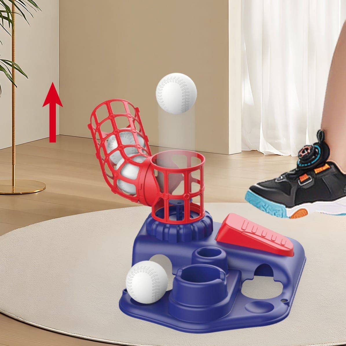 2-in-1 Kids Baseball Training Toy Set with Automatic Pitching and T-Ball Stand view 3