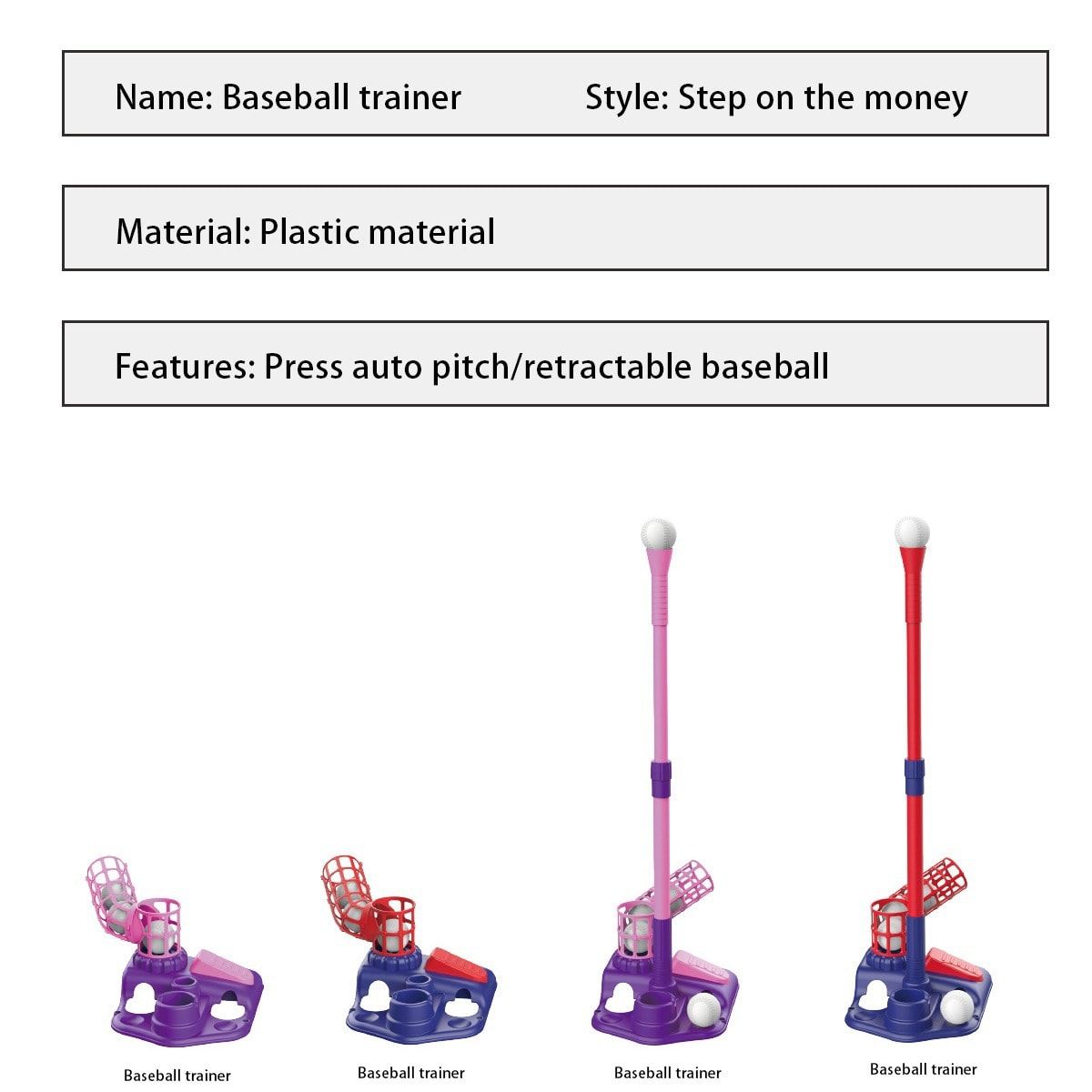 2-in-1 Kids Baseball Training Toy Set with Automatic Pitching and T-Ball Stand view 4