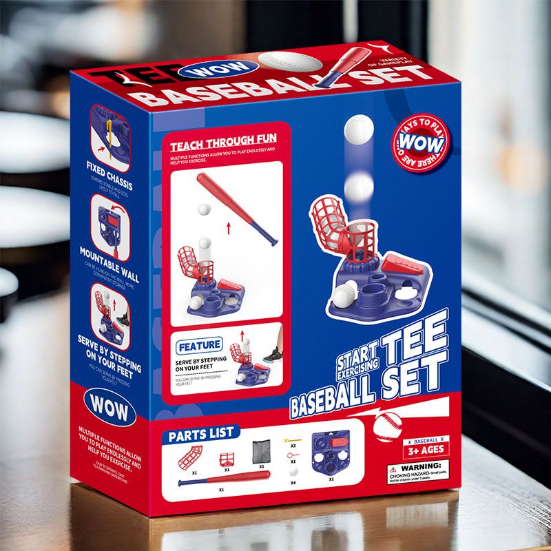 2-in-1 Kids Baseball Training Toy Set with Automatic Pitching and T-Ball Stand view 7