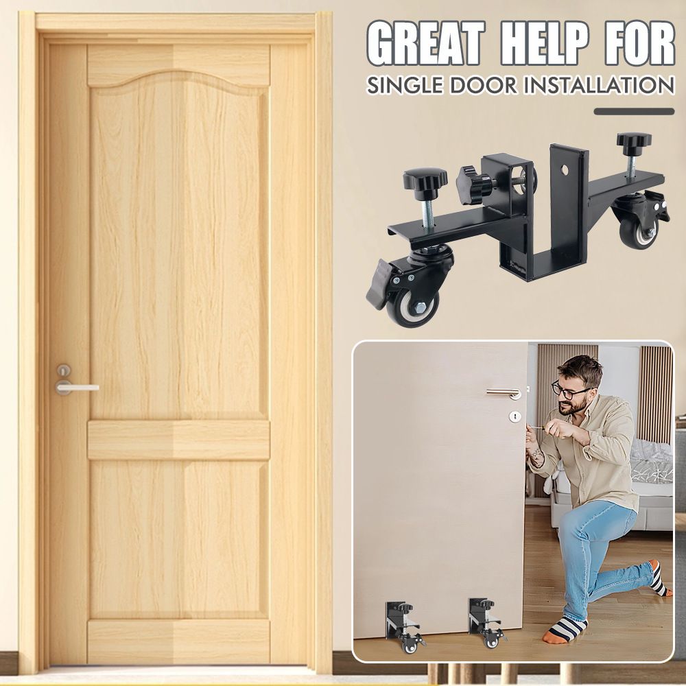Adjustable Door Installation Roller Tool with 360° Swivel Brake Casters view 2