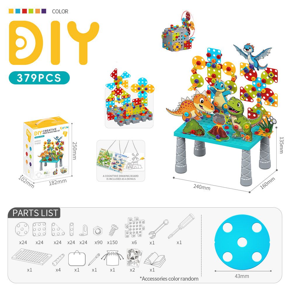 DIY Creative Screw Puzzle Building Block Table Set for Kids Ages 3+ — image 1